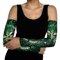 Hawaii Makahiki Season Arm Sleeves Floral Tribal Tattoo Green Galaxy - Polynesian Pride