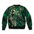 Hawaii Makahiki Season Bomber Jacket Floral Tribal Tattoo Green Galaxy