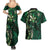 Hawaii Makahiki Season Couples Matching Summer Maxi Dress and Hawaiian Shirt Floral Tribal Tattoo Green Galaxy