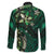 Hawaii Makahiki Season Family Matching Off Shoulder Short Dress and Hawaiian Shirt Floral Tribal Tattoo Green Galaxy
