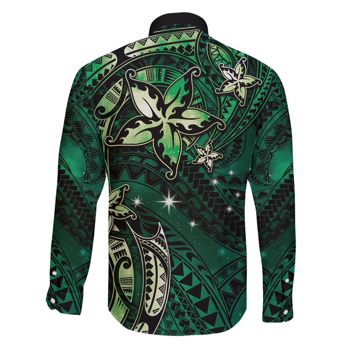 Hawaii Makahiki Season Family Matching Puletasi and Hawaiian Shirt Floral Tribal Tattoo Green Galaxy LT05 - Polynesian Pride