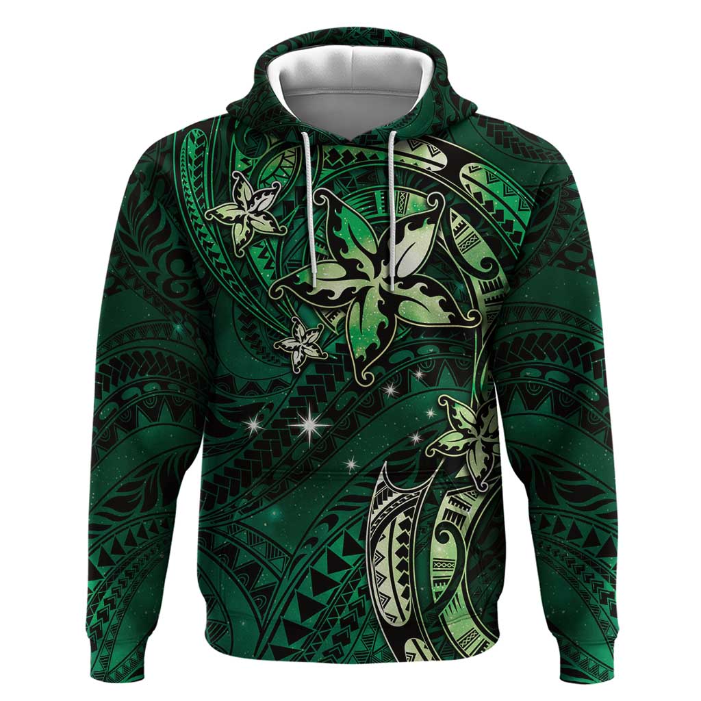 Hawaii Makahiki Season Hoodie Floral Tribal Tattoo Green Galaxy