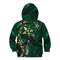 Hawaii Makahiki Season Kid Hoodie Floral Tribal Tattoo Green Galaxy
