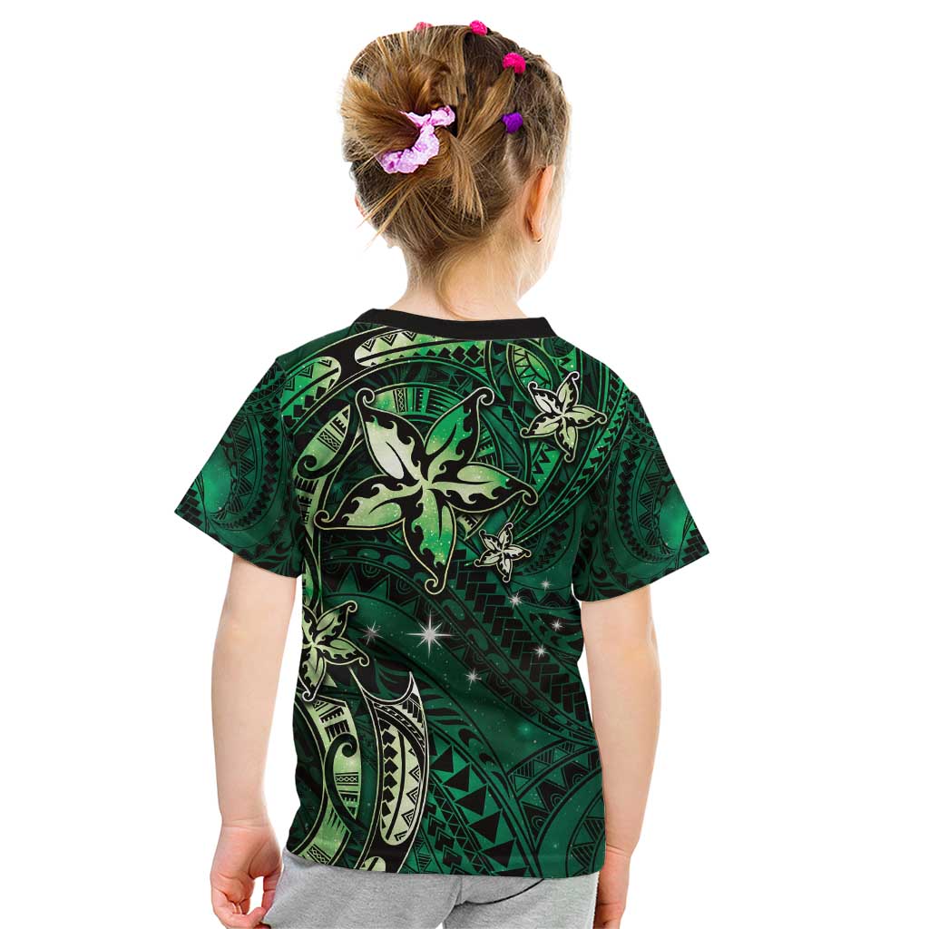 Hawaii Makahiki Season Kid T Shirt Floral Tribal Tattoo Green Galaxy