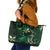 Hawaii Makahiki Season Leather Tote Bag Floral Tribal Tattoo Green Galaxy