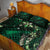 Hawaii Makahiki Season Quilt Bed Set Floral Tribal Tattoo Green Galaxy