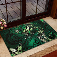 Hawaii Makahiki Season Rubber Doormat Floral Tribal Tattoo Green Galaxy
