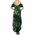 Hawaii Makahiki Season Summer Maxi Dress Floral Tribal Tattoo Green Galaxy