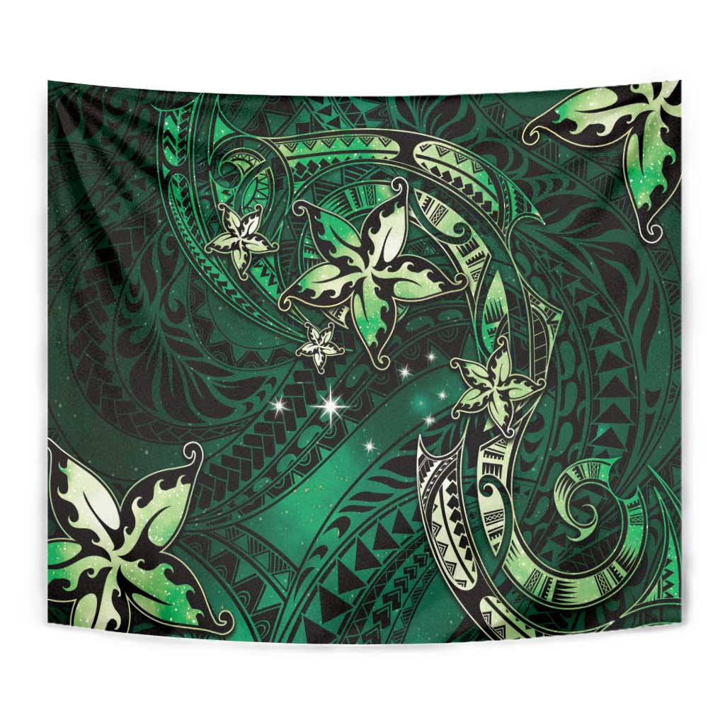 Hawaii Makahiki Season Tapestry Floral Tribal Tattoo Green Galaxy