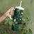 Hawaii Makahiki Season Tumbler With Handle Floral Tribal Tattoo Green Galaxy