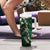 Hawaii Makahiki Season Tumbler With Handle Floral Tribal Tattoo Green Galaxy