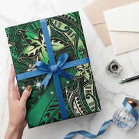 Hawaii Makahiki Season Wrapping Paper Floral Tribal Tattoo Green Galaxy - Polynesian Pride