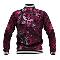 Hawaii Makahiki Season Baseball Jacket Floral Tribal Tattoo Pink Galaxy