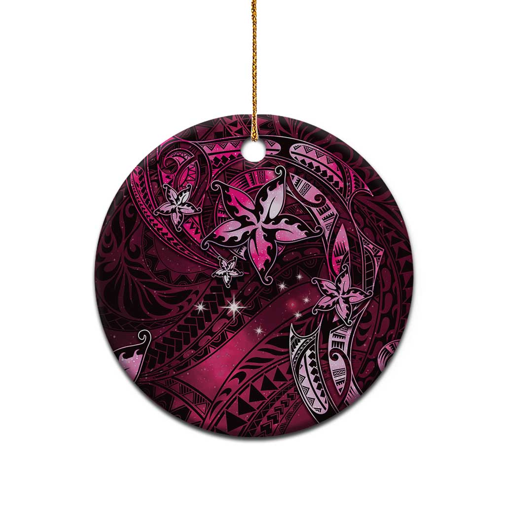 Hawaii Makahiki Season Ceramic Ornament Floral Tribal Tattoo Pink Galaxy