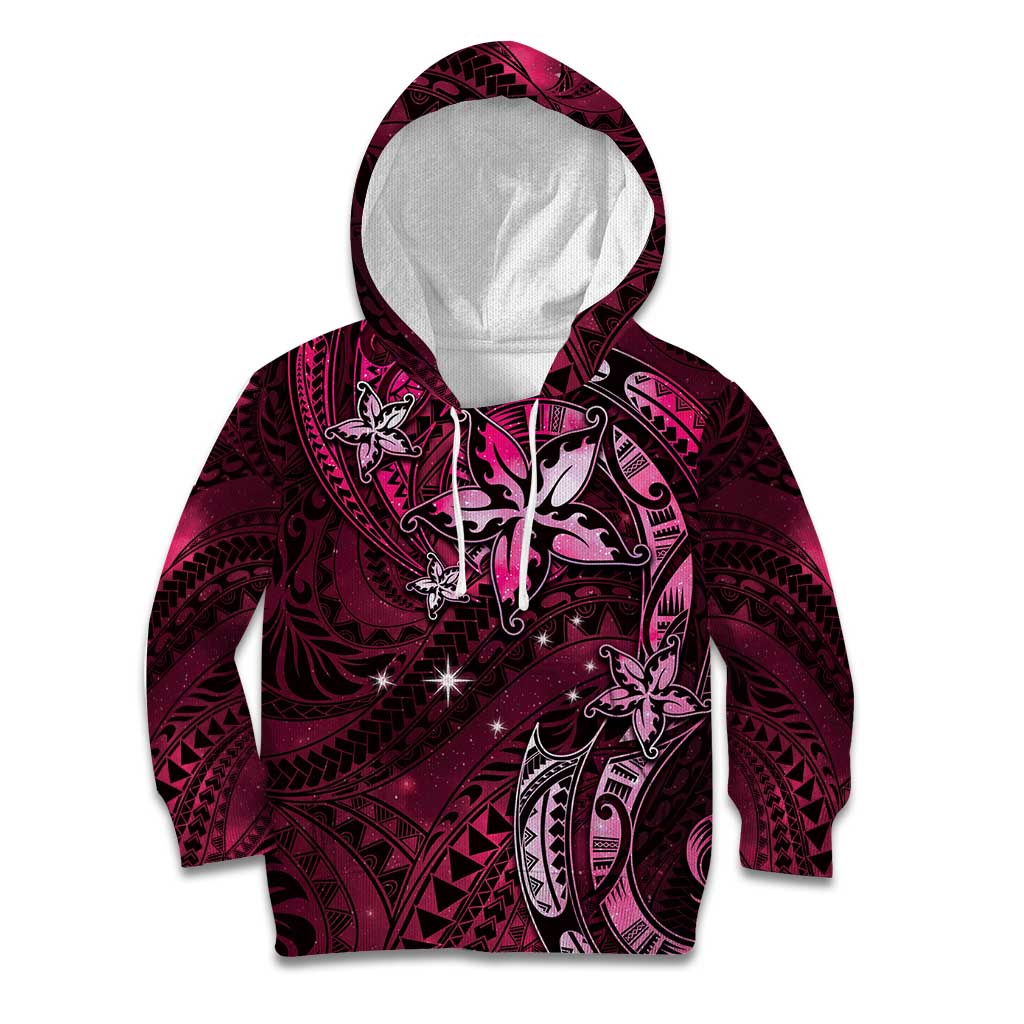 Hawaii Makahiki Season Kid Hoodie Floral Tribal Tattoo Pink Galaxy