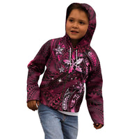 Hawaii Makahiki Season Kid Hoodie Floral Tribal Tattoo Pink Galaxy