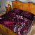 Hawaii Makahiki Season Quilt Bed Set Floral Tribal Tattoo Pink Galaxy