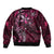 Hawaii Makahiki Season Sleeve Zip Bomber Jacket Floral Tribal Tattoo Pink Galaxy