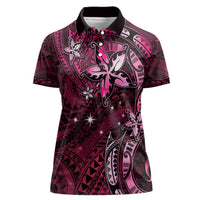 Hawaii Makahiki Season Women Polo Shirt Floral Tribal Tattoo Pink Galaxy LT05 Female Pink - Polynesian Pride