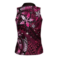 Hawaii Makahiki Season Women Sleeveless Polo Shirt Floral Tribal Tattoo Pink Galaxy LT05 - Polynesian Pride