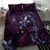 Hawaii Makahiki Season Bedding Set Floral Tribal Tattoo Purple Galaxy