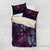 Hawaii Makahiki Season Bedding Set Floral Tribal Tattoo Purple Galaxy