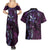 Hawaii Makahiki Season Couples Matching Summer Maxi Dress and Hawaiian Shirt Floral Tribal Tattoo Purple Galaxy