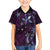 Hawaii Makahiki Season Family Matching Long Sleeve Bodycon Dress and Hawaiian Shirt Floral Tribal Tattoo Purple Galaxy