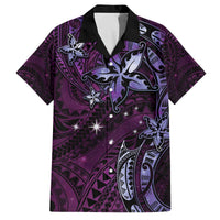 Hawaii Makahiki Season Family Matching Puletasi and Hawaiian Shirt Floral Tribal Tattoo Purple Galaxy LT05 Dad's Shirt - Short Sleeve Purple - Polynesian Pride
