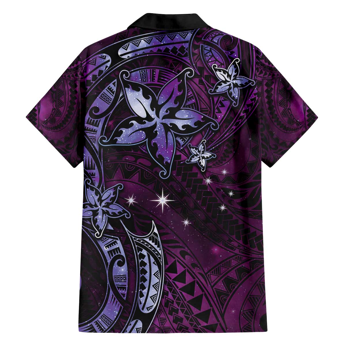 Hawaii Makahiki Season Family Matching Puletasi and Hawaiian Shirt Floral Tribal Tattoo Purple Galaxy LT05 - Polynesian Pride