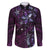 Hawaii Makahiki Season Family Matching Puletasi and Hawaiian Shirt Floral Tribal Tattoo Purple Galaxy