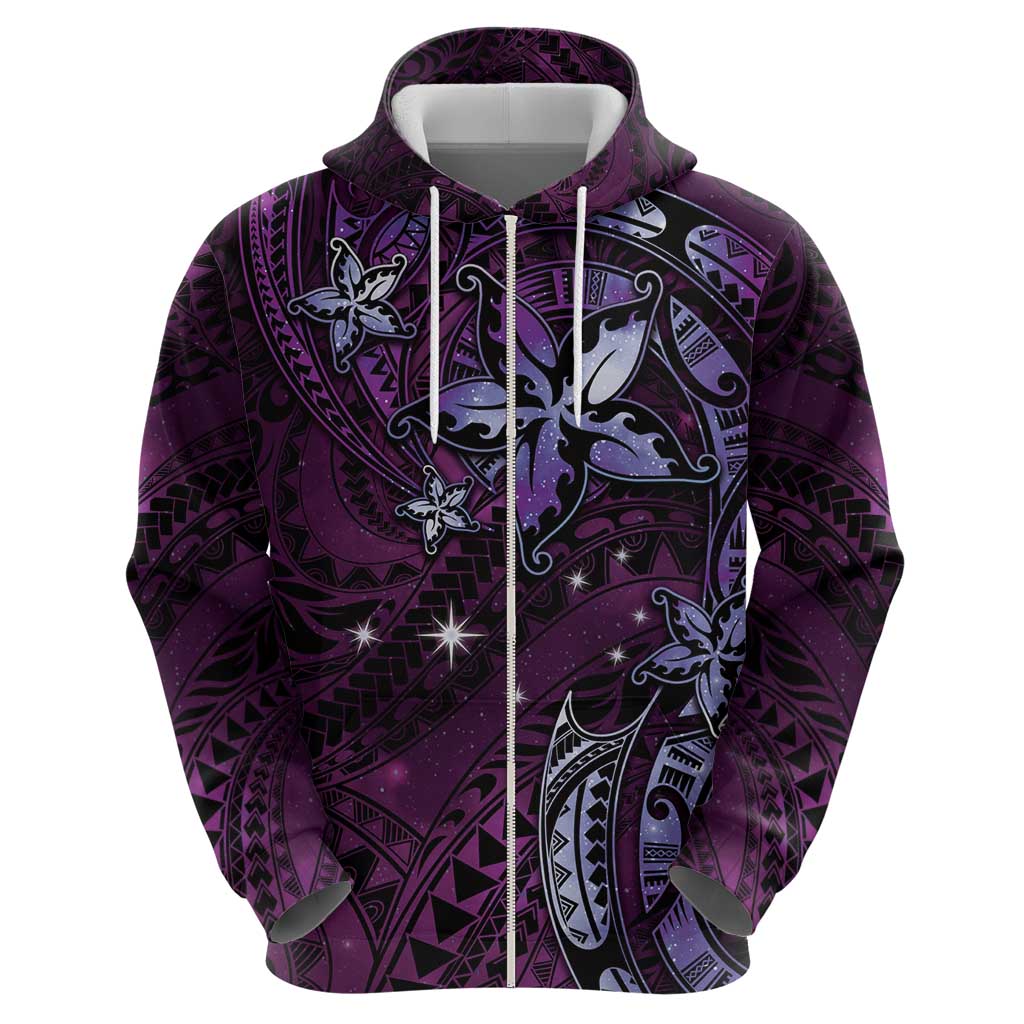 Hawaii Makahiki Season Hoodie Floral Tribal Tattoo Purple Galaxy
