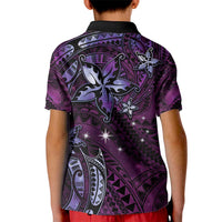 Hawaii Makahiki Season Kid Polo Shirt Floral Tribal Tattoo Purple Galaxy LT05 - Polynesian Pride
