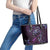 Hawaii Makahiki Season Leather Tote Bag Floral Tribal Tattoo Purple Galaxy