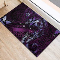 Hawaii Makahiki Season Rubber Doormat Floral Tribal Tattoo Purple Galaxy