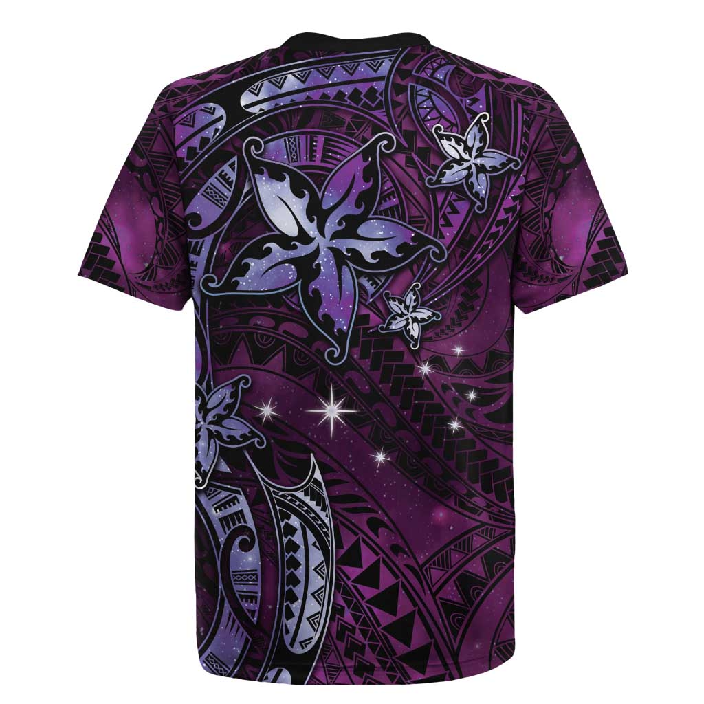 Hawaii Makahiki Season Rugby Jersey Floral Tribal Tattoo Purple Galaxy
