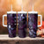 Hawaii Makahiki Season Tumbler With Handle Floral Tribal Tattoo Purple Galaxy