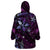 Hawaii Makahiki Season Wearable Blanket Hoodie Floral Tribal Tattoo Purple Galaxy