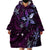 Hawaii Makahiki Season Wearable Blanket Hoodie Floral Tribal Tattoo Purple Galaxy