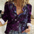 Hawaii Makahiki Season Women Casual Shirt Floral Tribal Tattoo Purple Galaxy