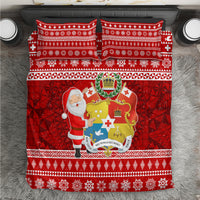 Tonga Christmas Bedding Set Kilisimasi Fiefia Santas Coat Of Arms LT05 Red - Polynesian Pride