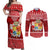 Personalized Tonga Christmas Couples Matching Off Shoulder Maxi Dress and Long Sleeve Button Shirts Kilisimasi Fiefia Santas Coat Of Arms LT05 Red - Polynesian Pride