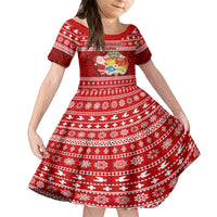 Personalized Tonga Christmas Family Matching Summer Maxi Dress and Hawaiian Shirt Kilisimasi Fiefia Santas Coat Of Arms LT05 Daughter's Dress Red - Polynesian Pride