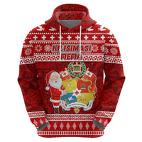 Personalized Tonga Christmas Hoodie Kilisimasi Fiefia Santas Coat Of Arms LT05 - Polynesian Pride