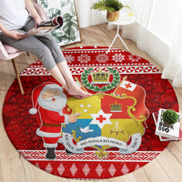 Tonga Christmas Round Carpet Kilisimasi Fiefia Santas Coat Of Arms LT05 - Polynesian Pride