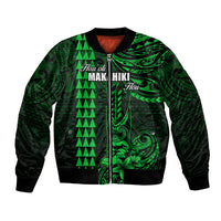 Personalized Hawaii Hauoli Makahiki Hou Bomber Jacket Lono Hawaiian God Kakau Polynesian Tribal Green LT05 Unisex Green - Polynesian Pride