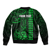 Personalized Hawaii Hauoli Makahiki Hou Bomber Jacket Lono Hawaiian God Kakau Polynesian Tribal Green LT05 - Polynesian Pride