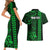 Personalized Hawaii Hauoli Makahiki Hou Couples Matching Short Sleeve Bodycon Dress and Hawaiian Shirt Lono Hawaiian God Kakau Polynesian Tribal Green LT05 - Polynesian Pride