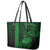 Hawaii Hauoli Makahiki Hou Leather Tote Bag Lono Hawaiian God Kakau Polynesian Tribal Green LT05 - Polynesian Pride