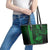 Hawaii Hauoli Makahiki Hou Leather Tote Bag Lono Hawaiian God Kakau Polynesian Tribal Green LT05 - Polynesian Pride